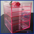 Yageli Baby Pink Fashion Design Acrylic Makeup Organizer with Handle Supplier